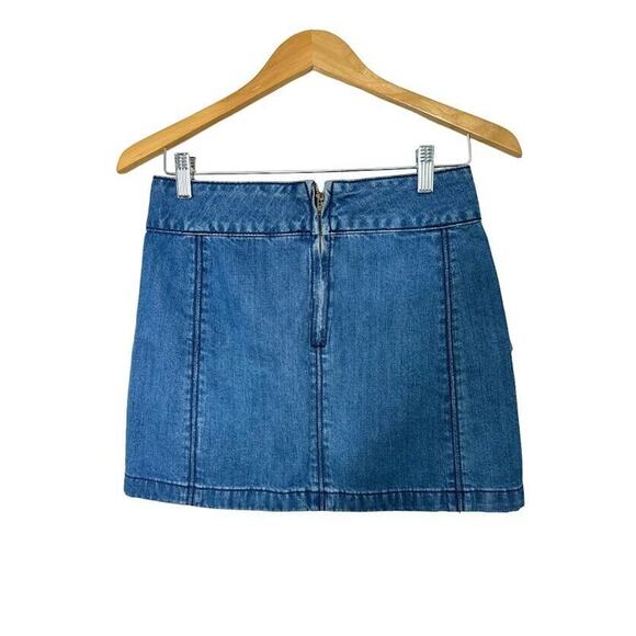 Free People Denim Mini Skirt Zip to It High Rise 100% Cotton Blue A-line Size 2 - Picture 4 of 7
